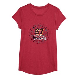 67 Years of Wonderful Birthday Gift for Seniors T-Shirt, Girls, Red Heather