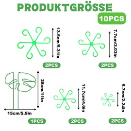 Monstera Plant Support Set with Green Shrub Holders in Various Sizes Practical for Rooms and Balcony Plants for Monstera and Alocasia for Healthy Plant Development, Pack of 9