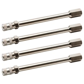 Anxingo - 4 tapones extensores de vástago de extensión de válvula de rueda de 100 mm / 4 pulgadas para ATV RV coche camión neumático – tapa plateada de 100 mm F