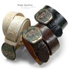 Western Fashion Style Floral Engraved Buckle Full Grain Genuine Leather