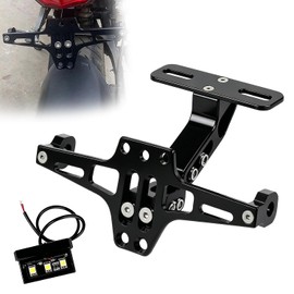 Motorrad Kennzeichenhalter, Verstellbarer Kennzeichenhalterung Mit Led-Licht, Universal Motorrad-Kennzeichenhalter, Halter Fender Eliminator Für Die Meisten Gängigen Motorradmodelle, Schwarz
