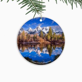Grand Teton National Park Christmas Ornaments Wyoming City Souvenir,Xmas Tree Hanging Ornaments Ceramic Keepsake