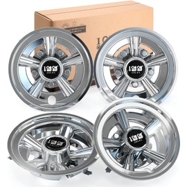 10L0L Golf Cart Hubcaps 8 inch Wheel Covers for Club Car, EZGO, Yamaha, Hub Cap 8" Set of 4, Chrome Silver