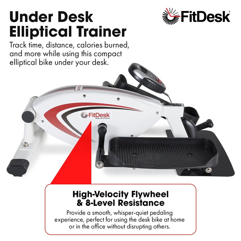 FitDesk Mini Elliptical Machine, Compact Under Desk Cycle for Home