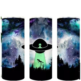 Handmade Alien UFO Space 20oz Skinny Tumbler Insulated Travel Mug Cup Tumblr