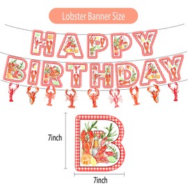 Okayski Crayfish Happy Birthday Banner, Lobster Themed Birthday Party Supplies for Kids Adults Summer Birthday Party Supplies