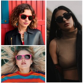 Joopin Oversized Square Sunglasses 3 Pack Sun Glasses Polarized UV400 Protection Trendy Shades for Women Men Shady Rays Sunnies (All Black + Red + Hot Pink)