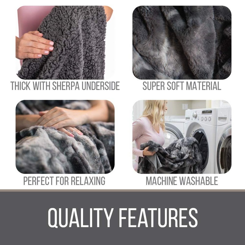 The Connecticut Home Company Faux Fur with Sherpa Reversible Throw