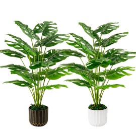 Der Rose 2Packs 28'' Fake Plants Tall Artificial Monstera Faux Plants Indoor for Living Room Home House Decor