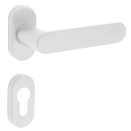 Gedotec Narrow Frame Handle Set Aluminium 1 Set Door Handle on Narrow Rosettes PZ Cylinder White Matt Shape Door Fitting Including Mounting Material Door Handle Powder Coated