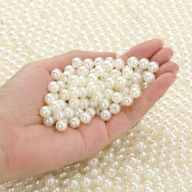 DUQGUHO 8mm White Plastic Round Pearls for Crafting, Jewelry Making, DIY Holes Bulk Beads 500PCS Fake Pearls for Bracelets, Anklets, Earrings, Decorations
