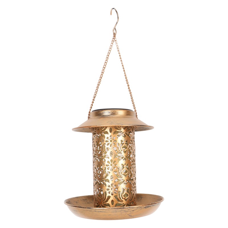 Hanging Bird Feeder Solar Powered Light Hollow Design Sturdy Stable