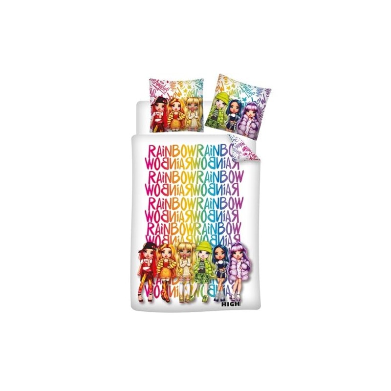 Rainbow High Reversible Single Bedding Set, Duvet Cover 140 x