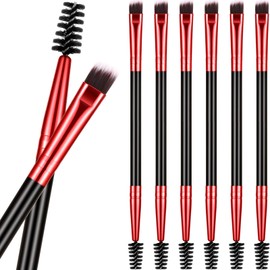 6 brochas de cejas para cejas en ángulo y cepillo para cejas, mini cepillo de pestañas para teñir cejas en ángulo, apto para gel y crema (rosa rojo)