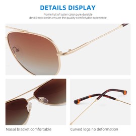 KUKU VISION Sunglasses for Women/Men Polarised Universal Sunglasses UV400 Protection Classic Fashion Metal Frame Aviator Sunglasses, gold