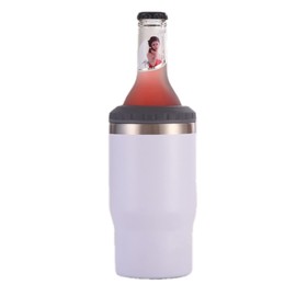 Gteller 4 in 1 Stainless Steel Can/Bottle Insulator, 14oz Two-Way Lids SUS Insulated Can Cooler, Beer Bottle holder (White)