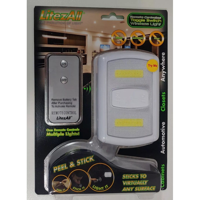 Litezall Lot Of 2 Remote Control Wireless Light Toggle Switches