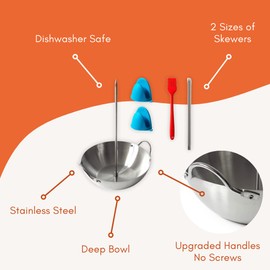 Rimcrow Vertical Skewer for Tacos Al Pastor, BBQ Hack Vertical Skewer Stand for Oven Shawarma Kebabs, Grill or Smoker; 2 Sizes of Stainless Steel Skewers, Basting Brush and Pair of Silicone Oven Mitts