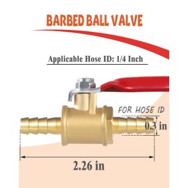 MSAEIQUN 2PCS 1/4 Inch Brass Ball Valve Shut Off Switch, 1/4 Hose ID Pipe Fitting Air Compressor 1/4 Hose Barb Valve (1/4 Hose ID)