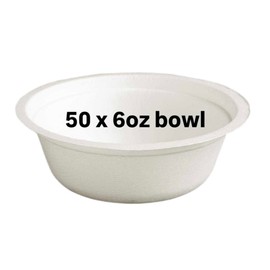 50 Pack Strong Disposable Bowls – Pack of 50 x 6oz Bagasse eco Friendly Bowls Disposable – Biodegradable Eco-Friendly Microwavable Soup Bowls for Dessert Milk Salad Cereals