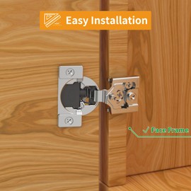 Chibery 10 Pack 5/8" Overlay 3D Soft Close Concealed Hinge for Face Frame Door, Self Closing Hidden Satin Nickel, 105° Open Angle Concealed Stainless Steel Hinges for Kitchen Cabinet Door