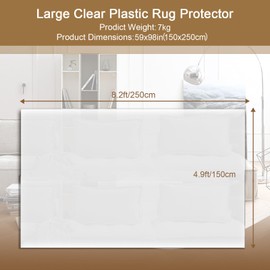 5x8 ft Clear Plastic Rug Pad, 60”x98“ Kitchen Area Rug, 60 mil Thick Clear Vinyl Frosted Floor Mat, Large Transparent Area Carpet for Entryway Living Room Bedroom