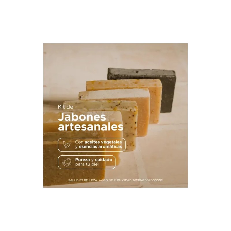 PACALLI Jabones Artesanales 6 Pack; Arroz, Avena, Caléndula, Carbón Activado,