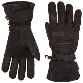 Shaf International Men's Combo Waterproof Leather/Textile Gauntlet Gloves (Black, Large)