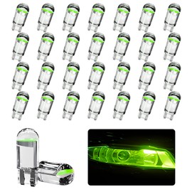 Hbxdeco 30PCS 194 Car LED Light Bulbs, T10 Interior Lights Bulb Replacement, Error Free 168 2825 W5W Wedge COB LED Bulbs, Universal for Car Dome Map Door Courtesy License Plate Light (Green)