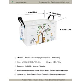 ONOEV Rectangular Folding Laundry Basket,waterproof Canvas Basket,gift basket,Suitable for children's room,Office,Clothes,Toys Storage(Tree Animals)