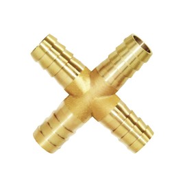 Joywayus 3/8" Hose Barb 4 Way Union Fitting Pipe Cross Intersection/Split Brass Water/Fuel/Air