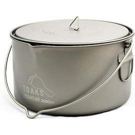 TOAKS Titanium Outdoor Camping Hanging Pot With Bail Handle Easy to Carry, a Variety of Capacities (2000ml)