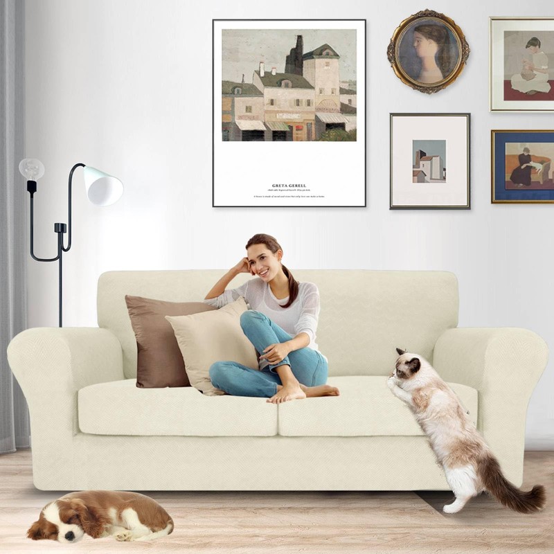 MAXIJIN 3 Piece Couch Covers for 2 Cushion Couch Sofa
