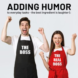 Funny Couple Aprons - Gift Ideas For Her Him - His and Her Aprons - Matching Kitchen Aprons - Couples Gifts - Birthday, Wedding, Engagement & Bridal Shower for Women and Men
