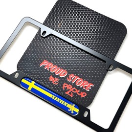 Sweden Flag Domed Black License Plate Frame -US Size- Sverige Sweden Flag Stockholm Malmö Uppsala Vikings