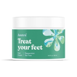 ASUTRA Treat your Feet Foot Cream, 3.4 fl.oz | Rich Lotion for Dry, Cracked Feet | Peppermint & Tea Tree Essential Oils for Healthy Feet