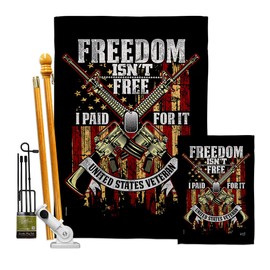 Angeleno Heritage Freedom Isn't Free Garden House Flag Kit Armed Forces Branches Support Honor United State American Military Veteran Banner Small Yard Gift Double-Sided, Made in USA