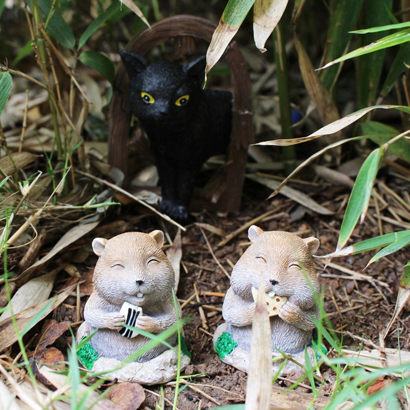 3 Pcs Gopher Ornaments Resin Simulation Animal Cat Gopher Garden