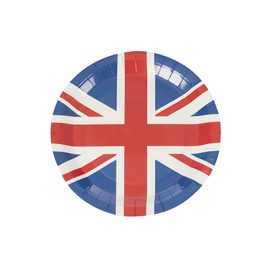 Smiffys Union Jack Round Paper Plates 22.5cm – 8 Pack Red White Blue UK British Flag Tableware – VE Day 80th Anniversary Decoration Victory in Europe Party Wedding Spring English Patriotic Celebration