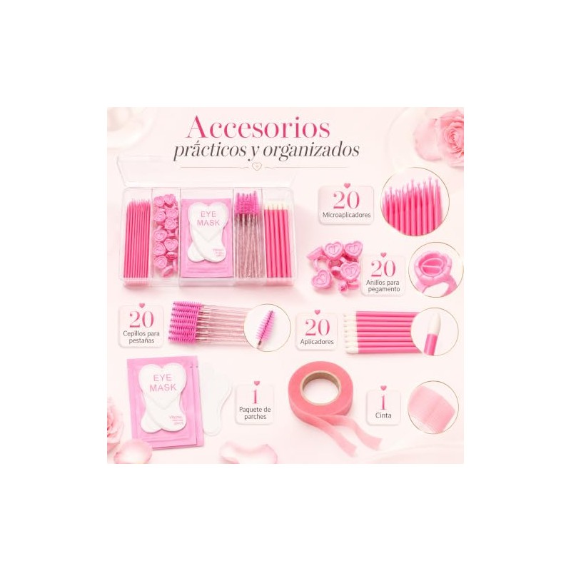 Lecute Set Profesional Aplicacion Extensiones de Pestañas Caja Organizadora Parches