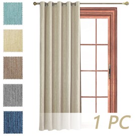 Melodieux 1 Panel Eyelet Grommet Curtains - Cotton Blend Room Darkening Curtain with Tiebacks, Blackout Thermal Insulated Window Drapes for Nursery, Bedroom, Living Room (Beige, 46 x 54 Inch Drop)