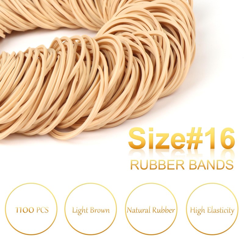 1100Pcs Rubber Bands Size #16 Rubberbands Light Brown Elastics Rubber