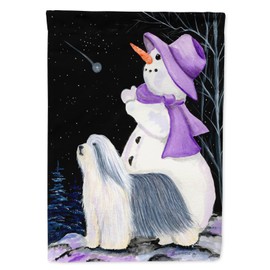 Caroline's Treasures SS8947GF Snowman with Bearded Collie Garden Flag Mailbox Flag Decorative Yard Flag Banner Outside Patio Artwork Yard Flower Beds, Garden Size, Multicolor