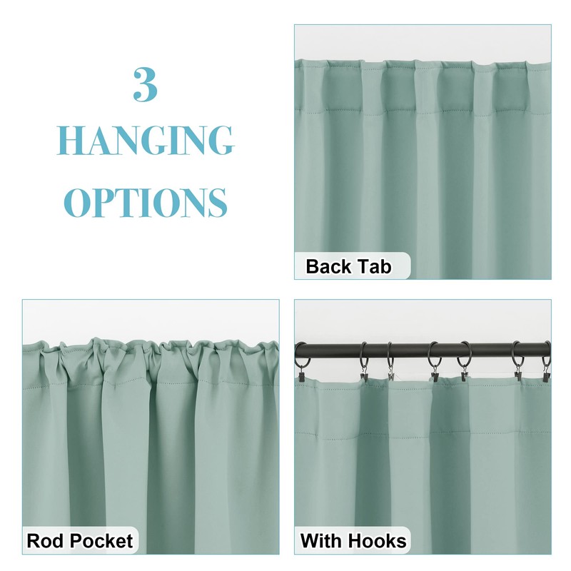 RYB HOME Bathroom Curtains Blackout - Thermal Insulating Privacy Small