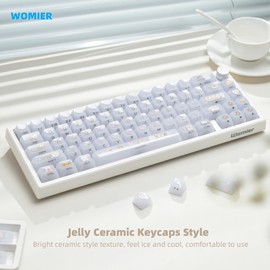 Womier White Jelly Keycaps, Ceramic Keycaps Style Clear Keycap