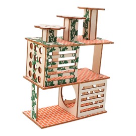 Abaodam Hamster Wooden Hideout for Pets Cozy Squirrel House Comfortable Design Guinea Pig Cage Decoration Natural Construction Convenient Cleaning Maintenance