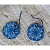 Lightweight Anodized Blue Floral Aluminum Disc Niobium Dangle Earrings