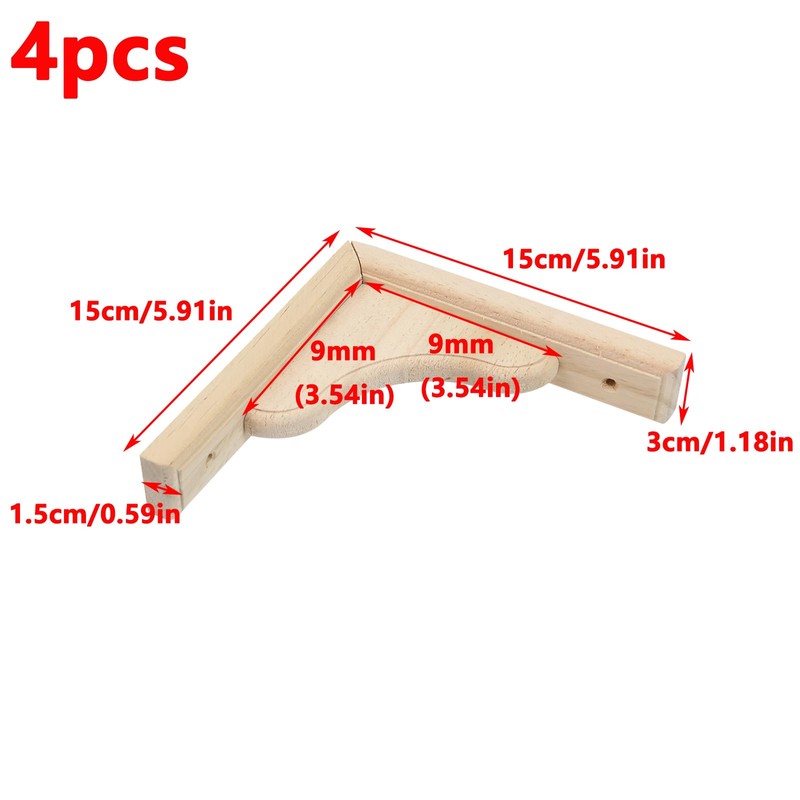 Antrader Solid Wall Mount Wood Shelf Bracket,6 Inch Wooden Shelf