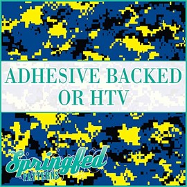 Digital CAMO Pattern in ROYAL BLUE, YELLOW & BLACK Urban Camouflage Heat Transfer or Adhesive Vinyl CHOOSE YOUR SIZE!