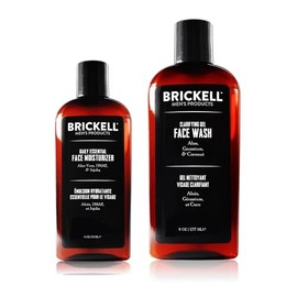 Brickell Men's Daily Essential Face Care Routine I - Gel Facial Cleanser Wash & Face Moisturizer Lotion - Natural & Organic (Scented)